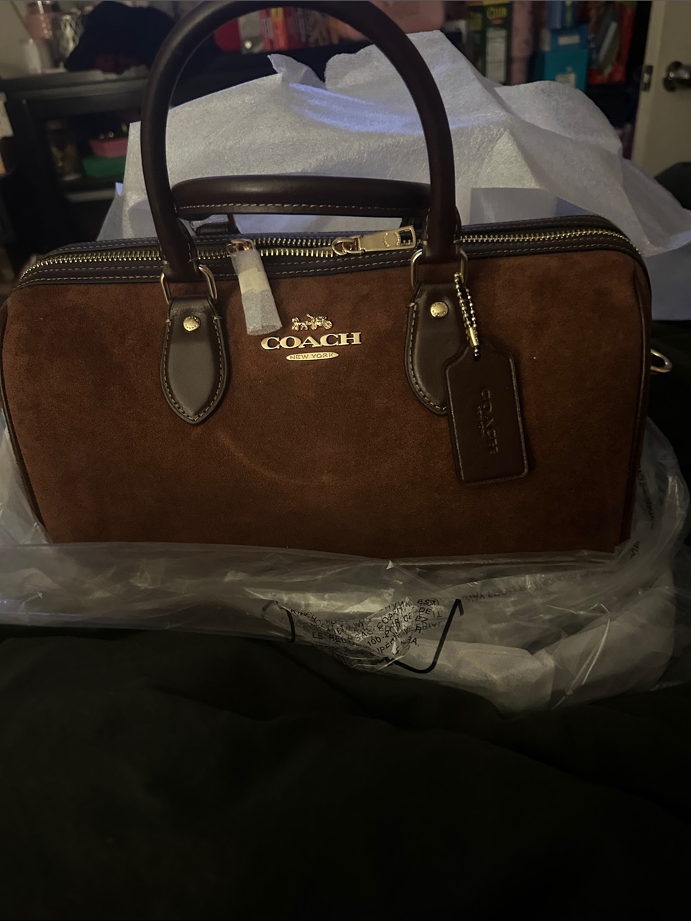 Coach Brown Suede Leather large Rowan